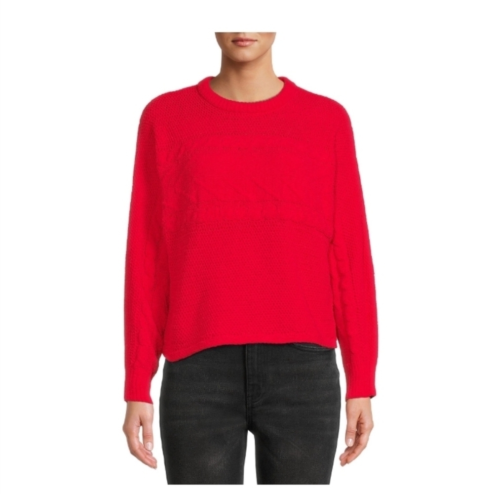 NO Boundaries Juniors Cable Dolman Pullover size L  brilliant red